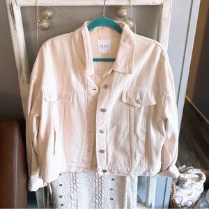 Le Lis White Denim Fringe Jacket Size Large